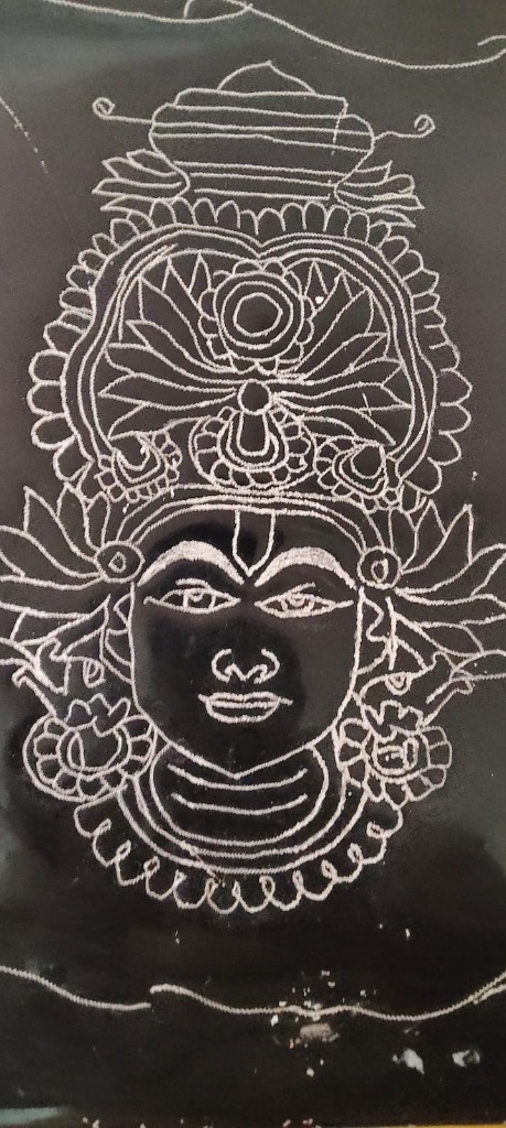 Traditional line drawing of a deity - Adhithya Anandhu art work